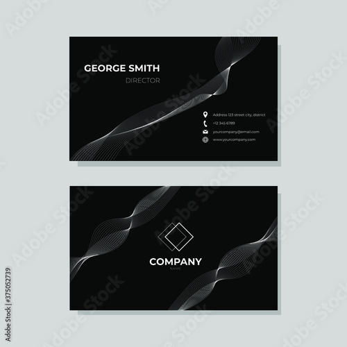 creative abstract wave bussiness card with colour black background