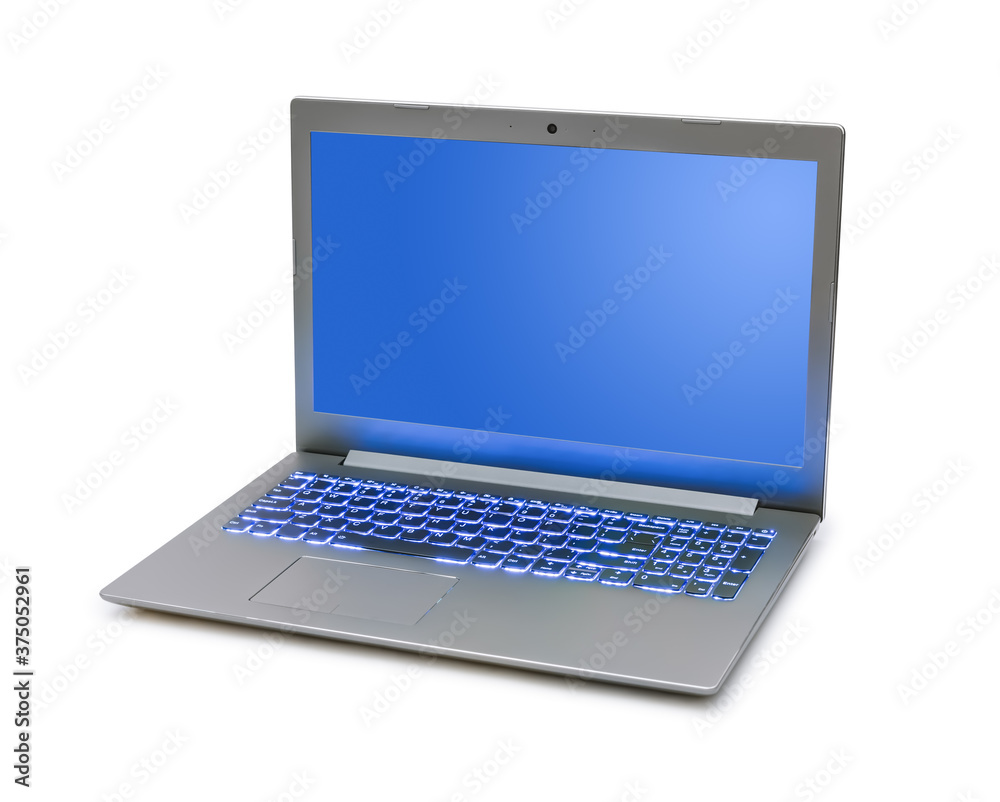 Notebook computer with blue keyboard backlight Notebook computer with blue keyboard backlight