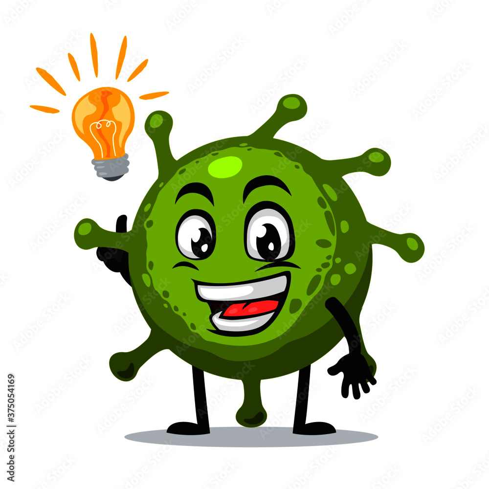 Fototapeta premium Vector Illustration of corona mascot or character got idea