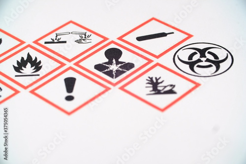 WHMIS 2015 SYMBOLS WORKPLACE HAZARDOUS MATERIAL INFORMATION SYSTEM. FLAME, HEALTH HAZARD, BIOHAZARDOUS, GAS CYLINDER, CORROSION. SYMBOLS ON PAPER