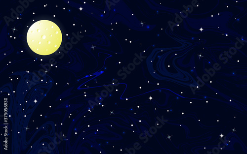 Fototapeta Naklejka Na Ścianę i Meble -  Night sky with moon and stars