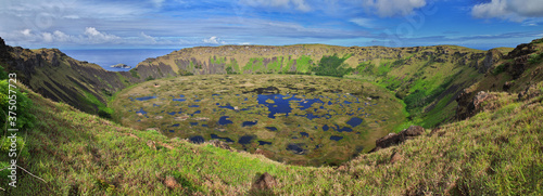 Crater of Rano Kau volcano in Rapa Nui, Easter Island, Chile photo