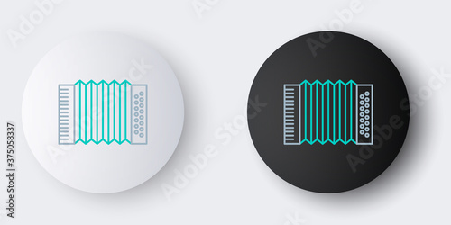 Line Musical instrument accordion icon isolated on grey background. Classical bayan, harmonic. Colorful outline concept. Vector.