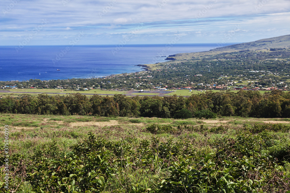 Rapa Nui. The view on Hanga Roa, Easter Island, Chile Rapa Nui. The view on Hanga Roa, Easter Island, Chile