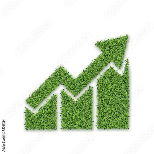 Green Grass Arrow Chart on White Background Vector Illustration