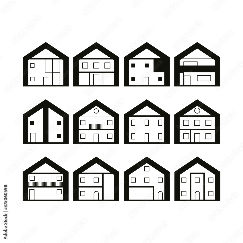 Luxury Home Silhouette Icons