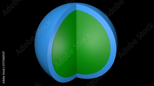 Obraz na płótnie Cross section view of sphere with multiple layers