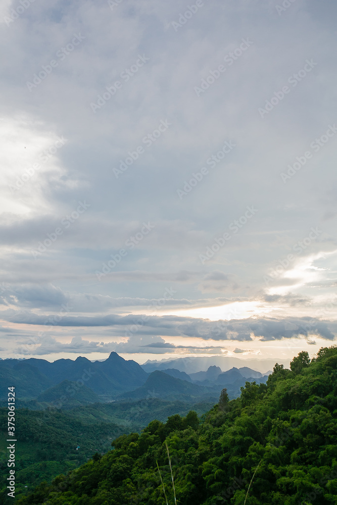 Fototapeta premium Sunset Mountain on blue sky