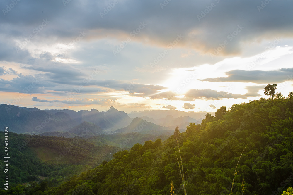 Sunset Mountain on blue sky Sunset Mountain on blue sky