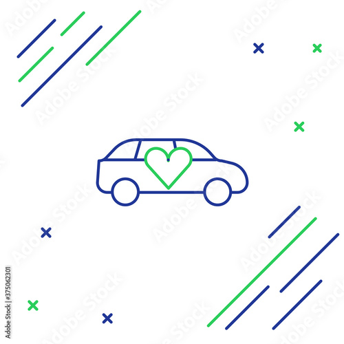 Line Luxury limousine car icon isolated on white background. For world premiere celebrities and guests poster. Colorful outline concept. Vector.