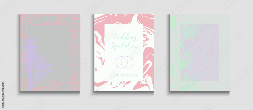 Abstract Retro Vector Banners Set. Noble Monstera Leaves Magazine 