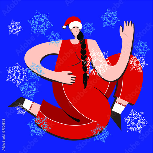 Merry Christmas and Happy New Year illustration. Funny happy Santa Claus character. Design for postcard, invitation, poster, banner etc. Vector.
