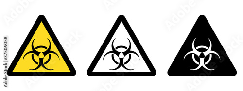 Bio Hazard Warning Signs - Yellow, Black and White Vector Illustrations - Isolated On White Background