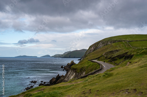 Road to Coumeenoole Beach on Slea Head Drive, Scenic Dingle peninsula landscape on the west coast of Ireland