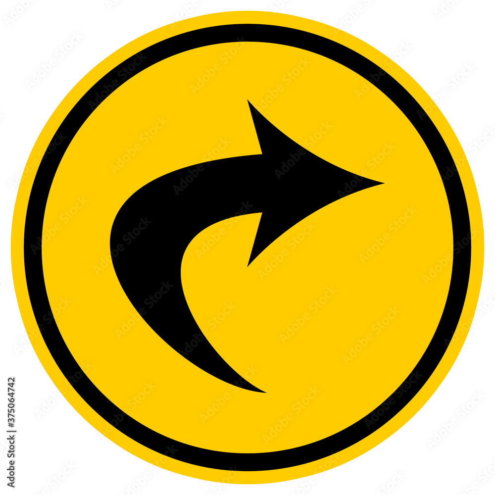 Black arrow icon on yellow background. Black arrow icon on yellow background.