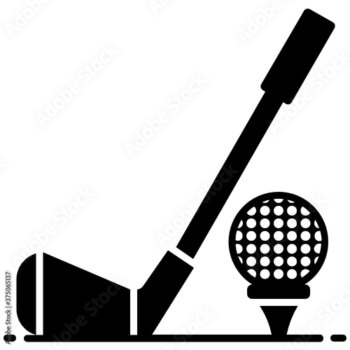 
Golf stick with ball on golf tee, golf icon in solid vector 
