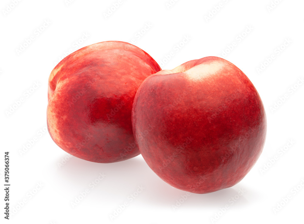 Two ripe nectarines on white background Two ripe nectarines on white background