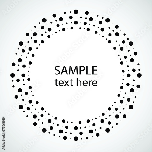 Halftone dots in circle form. round logo . vector dotted frame . design element