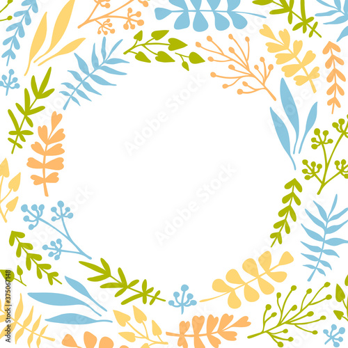 Hand drawn decorative border for design cards or templates. Vector floral elements