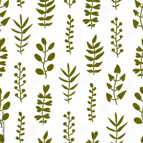 Simple seamless pattern with different plants