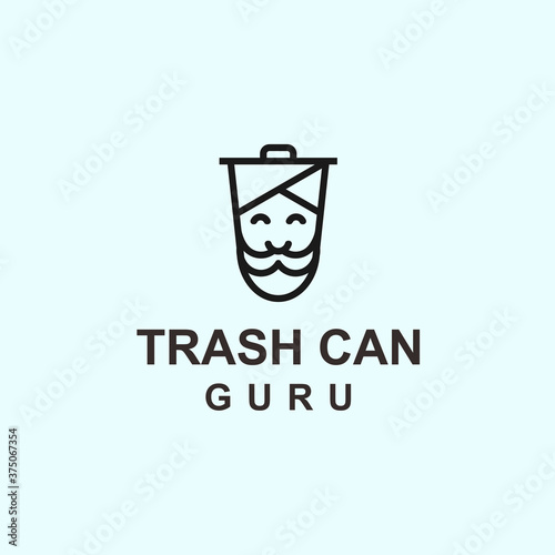 abstract guru logo. trash can icon