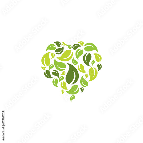 Leaf love Logo Vector Simple