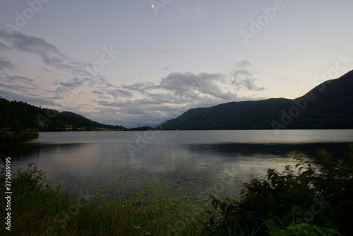 A nature landscape, the evening lake in Nagano, Japan