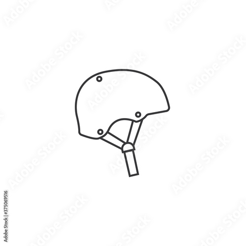 Skateboard, roller skating, cycling, scooter, longboarding, rollerblading helmet thin line icon on isolated white background. Skater head protective accessory outline object. symbol, ui element.