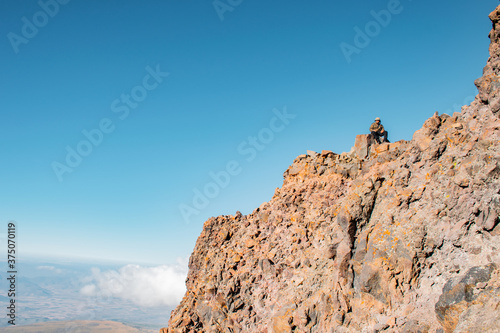 hiker on top of the mountain