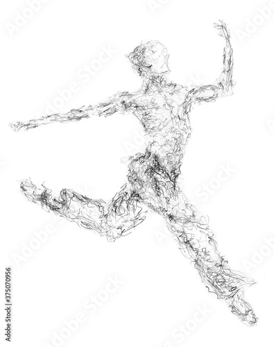 Ballet dancing man, hand drwing illustration of a dancer on motion