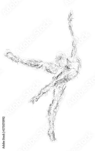 A girl ballet dancer, fashion illustration. Dance figurative art