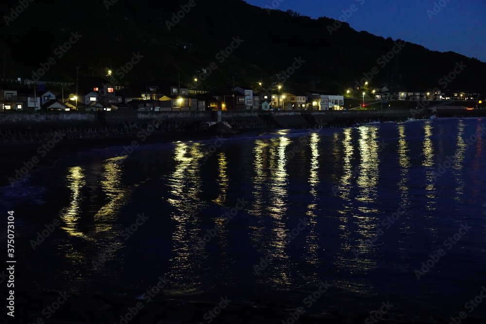 beautiful ocean view  at night in Japan