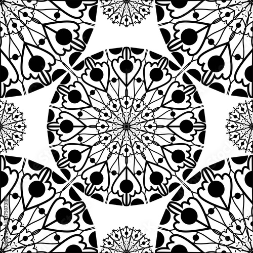 seamless pattern mandala art in black, for decoration and other elements