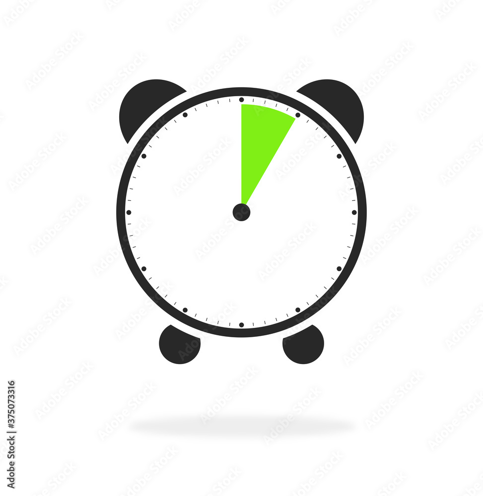 5 Sekunden, 5 Minuten oder 1 Stunde - Wecker Icon grün schwarz  Stock-illustration | Adobe Stock
