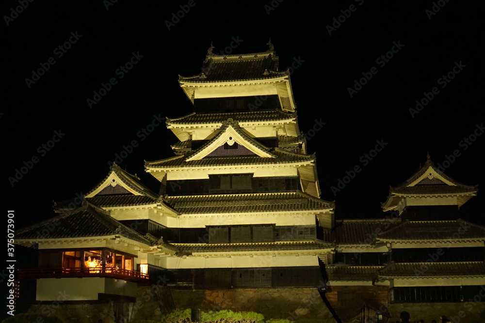 SAKURA, Cherry Blossoms at night time in Matsumoto castle, Nagano, Japan. SAKURA, Cherry Blossoms at night time in Matsumoto castle, Nagano, Japan.