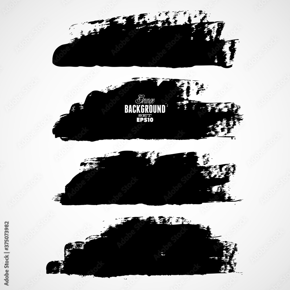 Set of three black grunge banners for your design Set of three black grunge banners for your design