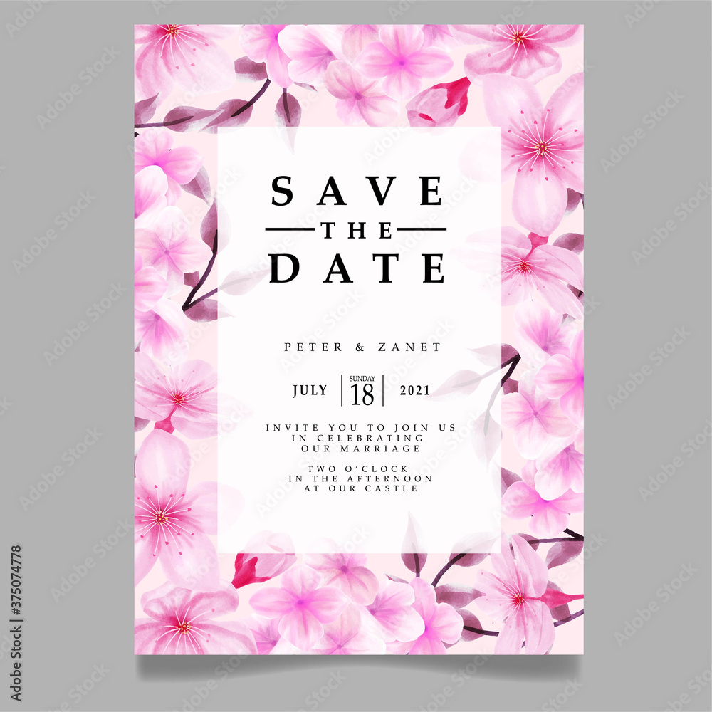 Fototapeta beauty floral wedding event invitation card editable template