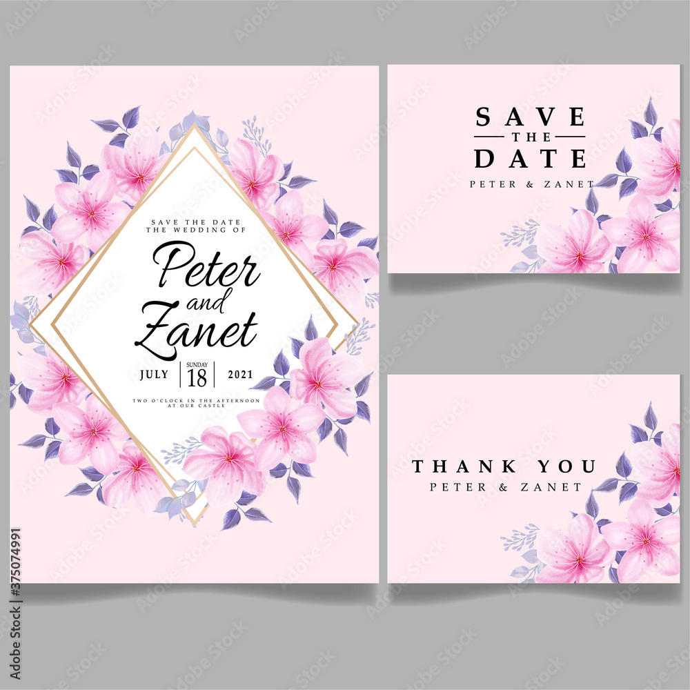 Obraz premium beauty floral wedding event invitation card editable template