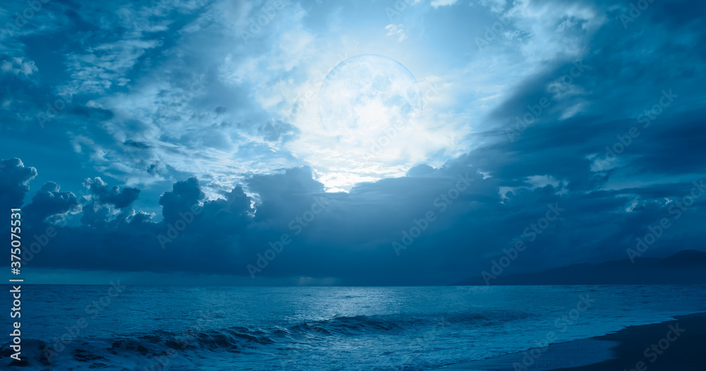 Night sky with moon in the clouds 