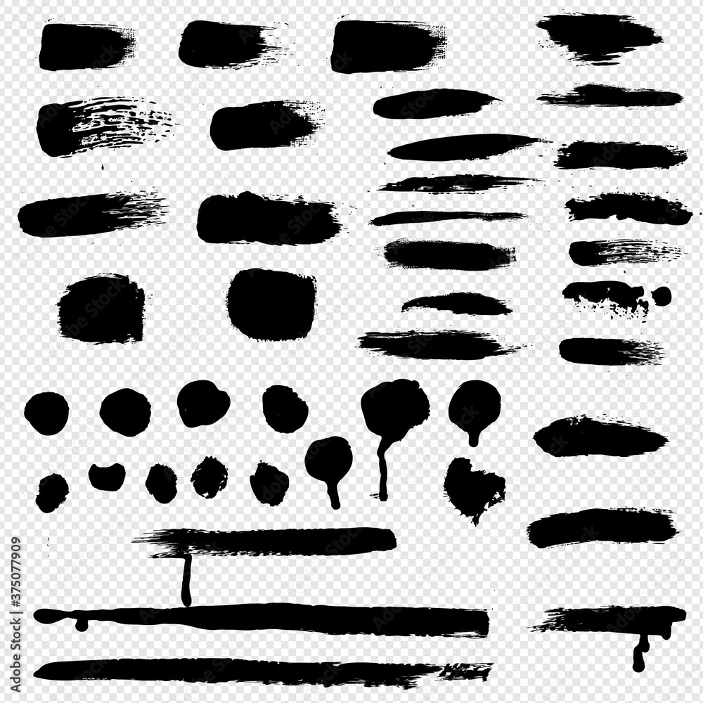 Black Blobs Big Set Transparent Background, Vector Illustration Black Blobs Big Set Transparent Background, Vector Illustration