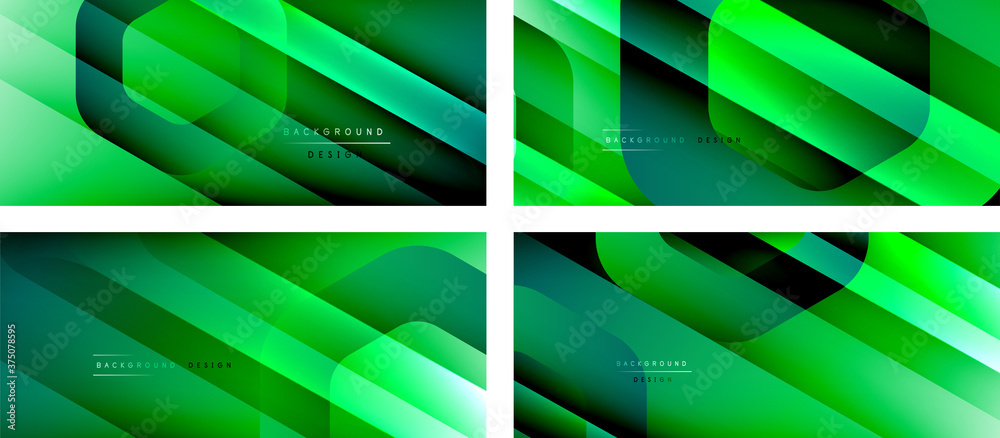 Set of hexagon geometric shapes and fluid gradients with 3d shadow and light straight lines, minimal abstract backgrounds Set of hexagon geometric shapes and fluid gradients with 3d shadow and light straight lines, minimal abstract backgrounds