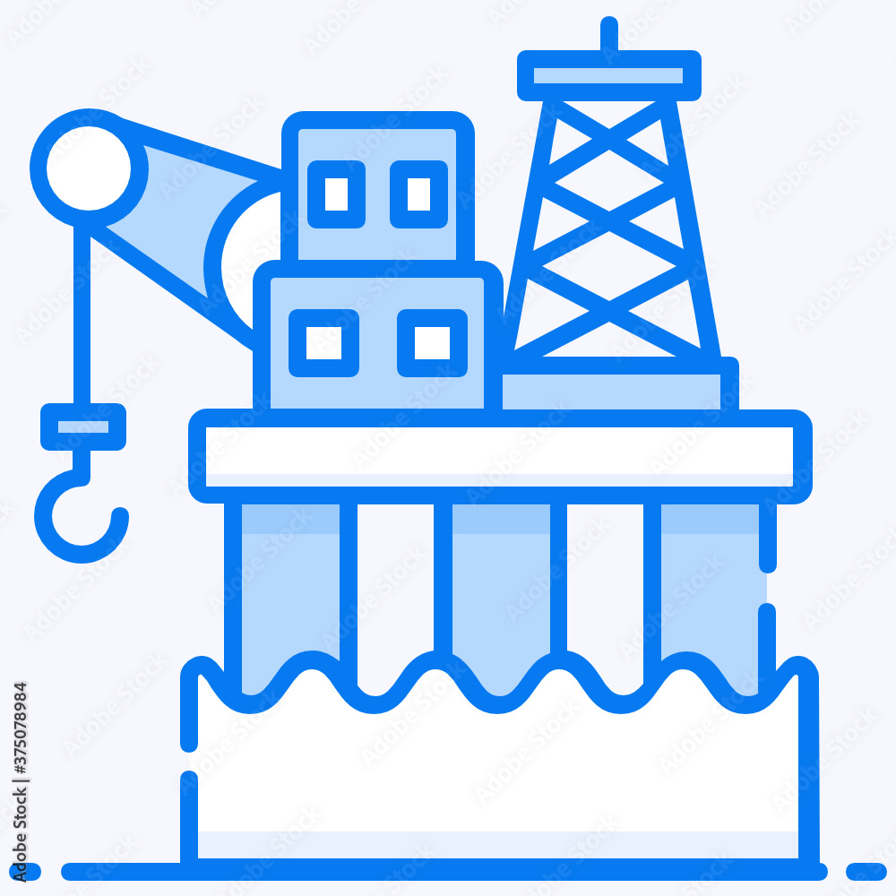 
A trendy icon design of offshore platform, drilling machine vector design 

