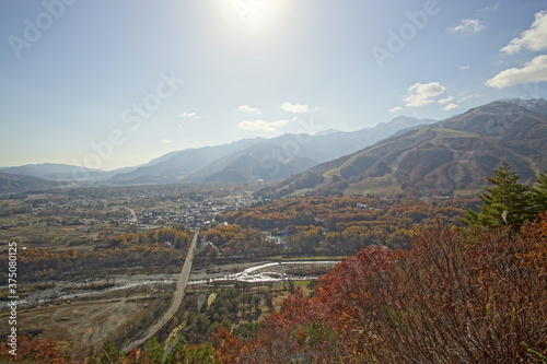 Beautiful autumn landscape in Northern Alps of Japan, Hakuba, Nagano.