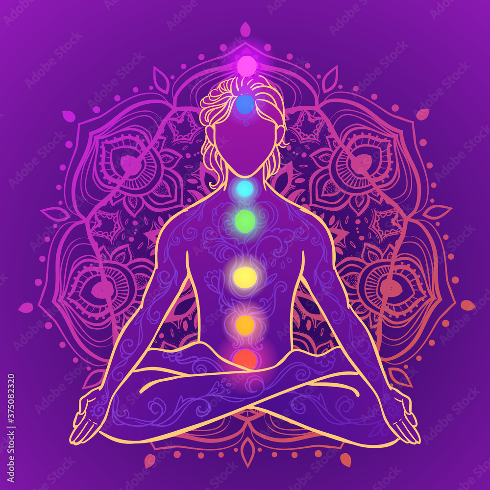 Yoga man. Ornament beautiful Concept of meditation. Geometric element hand drawn. Vector illustration Yoga man. Ornament beautiful Concept of meditation. Geometric element hand drawn. Vector illustration