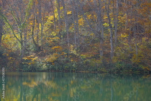 Beautiful autumn landscape in Northern Alps of Japan, Otari, Nagano