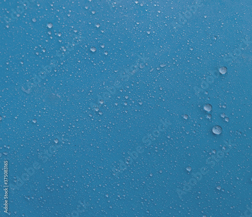 Water drops on a blue background. Clean water