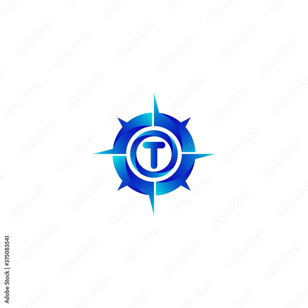 t letter Compass Concept Logo Design Template.