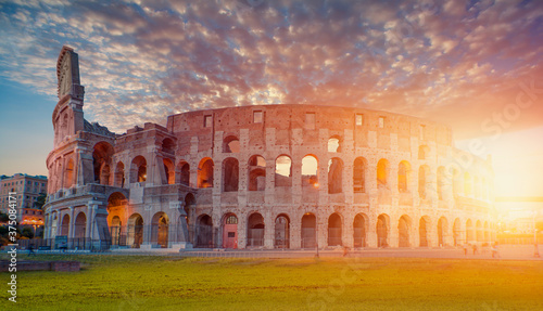 Sunrise at Rome Colosseum  Roma Coliseum   Rome  Italy - Colosseum amphitheater in Rome