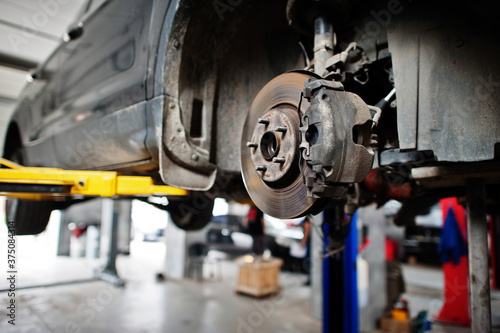 Car brakes repair and maintenance theme.