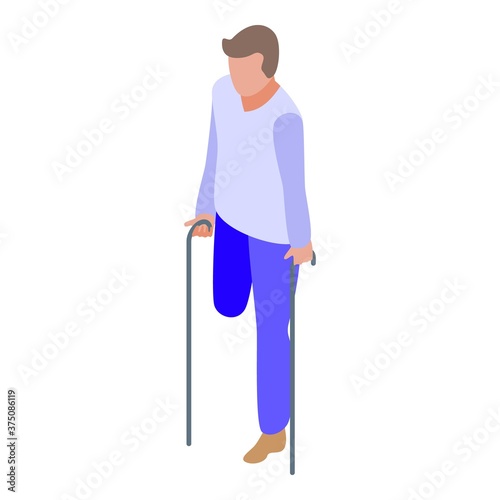 Handicapped man amputated leg icon. Isometric of handicapped man amputated leg vector icon for web design isolated on white background